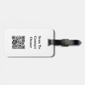 Étiquette À Bagage Chiffres noir et blanc Motif Monogramme QR Code (Dos horizontal)