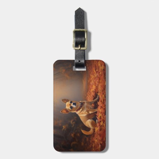 Étiquette À Bagage Chihuahua à l'automne Leaves automne Inspire (Devant Vertical)