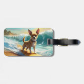 Étiquette À Bagage Chihuahua Beach Surf Peinture (Dos horizontal)