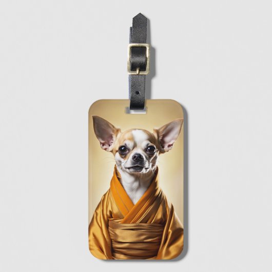 Étiquette À Bagage Chihuahua bouddhiste (Devant Vertical)