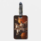 Étiquette À Bagage Chihuahua Chiot Automne Citrouille de plaisir (Dos Vertical)