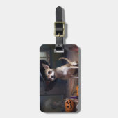 Étiquette À Bagage Chihuahua Citrouilles Halloween effrayant (Devant Vertical)