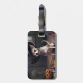 Étiquette À Bagage Chihuahua Citrouilles Halloween effrayant (Dos Vertical)