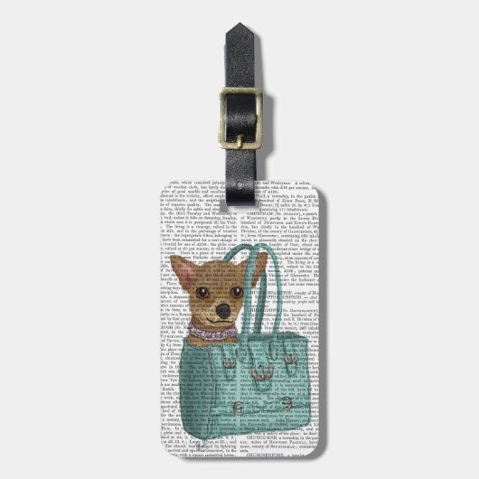 Étiquette À Bagage Chihuahua En Sac (Devant Vertical)