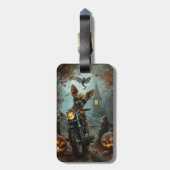 Étiquette À Bagage Chihuahua équitation moto Halloween effrayant (Dos Vertical)