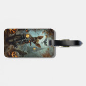 Étiquette À Bagage Chihuahua équitation moto Halloween effrayant (Dos horizontal)