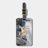 Étiquette À Bagage Chihuahua Laisser neiger Noël (Devant Vertical)