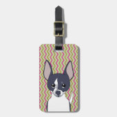 Étiquette À Bagage Chihuahua noir et blanc Pink Green Gold Chevron (Devant Vertical)