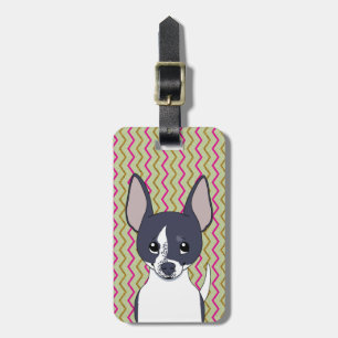 Étiquette À Bagage Chihuahua noir et blanc Pink Green Gold Chevron