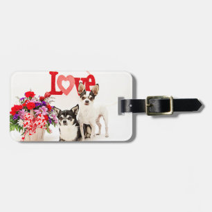 Étiquette À Bagage Chihuahua's, Fleurs et Amour