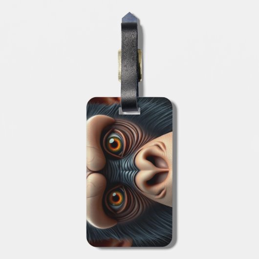 Étiquette À Bagage Chimpanzé fou mignon (Dos Vertical)