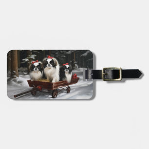 Étiquette À Bagage Chin Japonais Traîneau enneigé Décor de Noël