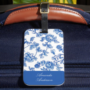 Étiquette À Bagage Chinoiserie bleue et blanche
