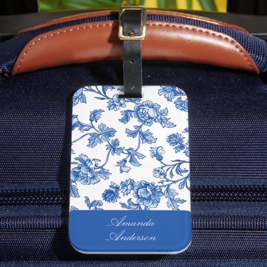 Étiquette À Bagage Chinoiserie bleue et blanche (Insitu Rectoal 2)