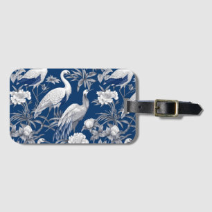 Étiquette À Bagage Chinoserie bleu et blanc Série Design 7