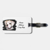 Étiquette À Bagage Chiot blanc de boxeur (Dos horizontal)