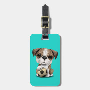 Étiquette À Bagage Chiot britannique mignon de bouledogue avec du Ba