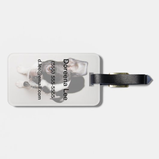 Étiquette À Bagage Chiot d'Edison Boston Terrier (Dos horizontal)