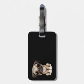 Étiquette À Bagage Chiot mignon de carlin de bébé sur le noir (Dos Vertical)
