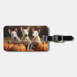 Étiquette À Bagage Chiots Bull Terrier Délice d'Automne Citrouille