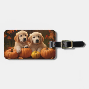 Étiquette À Bagage Chiots Golden Retriever Délice d'Automne Citrouill