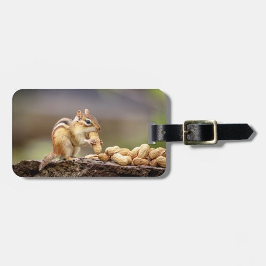 Étiquette À Bagage Chipmunk mange une cacahuète (Devant horizontal)