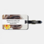 Étiquette À Bagage Chocolat Labrador Puppy With Toy Duck (Dos horizontal)