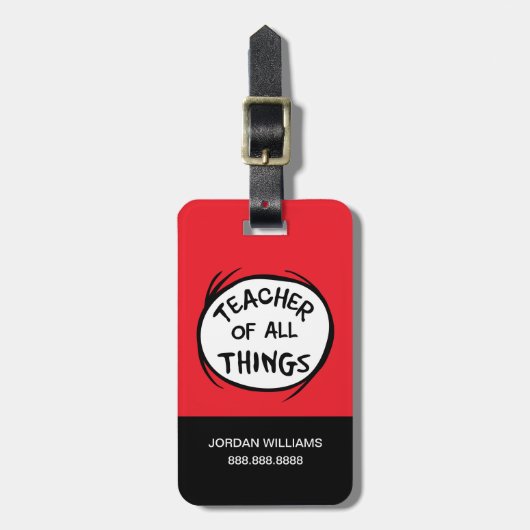 Étiquette À Bagage Chose Une Chose Deux - Enseignant de toutes choses (Devant Vertical)