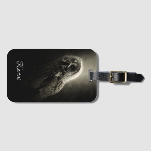 Étiquette À Bagage Chouette (Devant Horizontal)