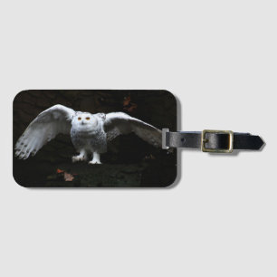 Étiquette À Bagage Chouette à neige avec ailes ouvertes bc ltcna