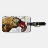 Étiquette À Bagage Chouette avec chapeau supérieur 3 (Devant horizontal)