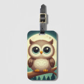 Étiquette À Bagage Chouette bébé la nuit avec lune (Devant Vertical)