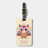 Étiquette À Bagage Chouette blanche colorée (Devant Vertical)