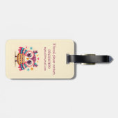 Étiquette À Bagage Chouette blanche colorée (Dos horizontal)