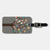 Étiquette À Bagage Chouette Cute Sur L'Arbre | ARRIÈRE - PLAN (Devant horizontal)