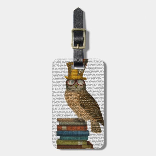 Étiquette À Bagage Chouette dans les livres (Devant Vertical)