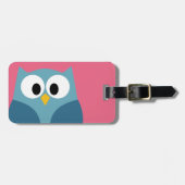 Étiquette À Bagage Chouette de dessin mignonne avec adresse et numéro (Devant horizontal)
