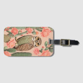 Étiquette À Bagage Chouette Et Cactus Élégants À Brûler (Devant Horizontal)