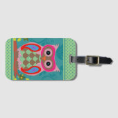 Étiquette À Bagage Chouette et points d'art folklorique (Devant Horizontal)