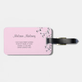 Étiquette À Bagage Chouette mignonne aux fleurs de cerises (Dos horizontal)