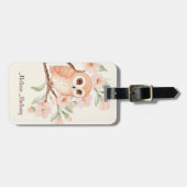 Étiquette À Bagage Chouette mignonne aux fleurs de cerises (Devant horizontal)