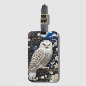 Étiquette À Bagage Chouette neigeuse Moonlight Moonflowers (Devant Vertical)