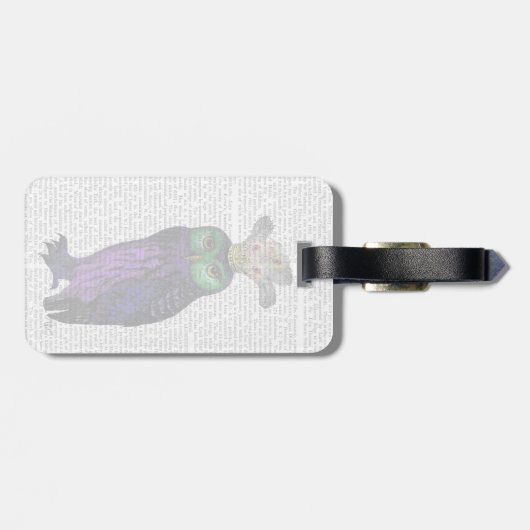 Étiquette À Bagage Chouette pourpre (Dos horizontal)