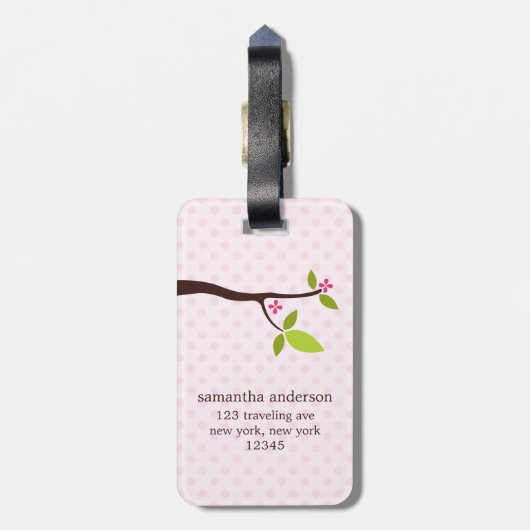 Étiquette À Bagage Chouette rose (Dos Vertical)