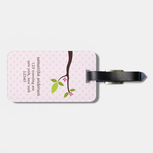 Étiquette À Bagage Chouette rose (Dos horizontal)