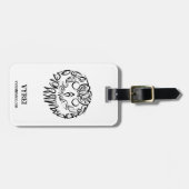 Étiquette À Bagage Chouette tribale noire et blanche (Devant horizontal)