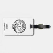 Étiquette À Bagage Chouette tribale noire et blanche (Dos horizontal)