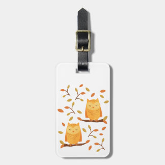 Étiquette À Bagage Chouettes couchées mignonnes 🦉 automne