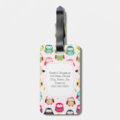 Étiquette À Bagage Chouettes de litte mignonnes rétro (Dos Vertical)