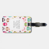 Étiquette À Bagage Chouettes de litte mignonnes rétro (Dos horizontal)